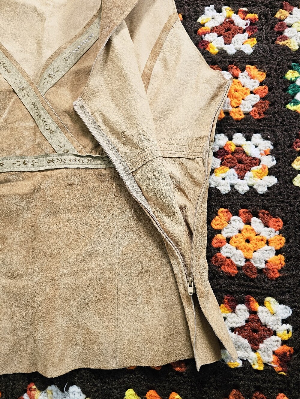 Y2K Genuine Suede Leather 70s Inspired Danier Top Size 14 Boho Western - Picture 7 of 15